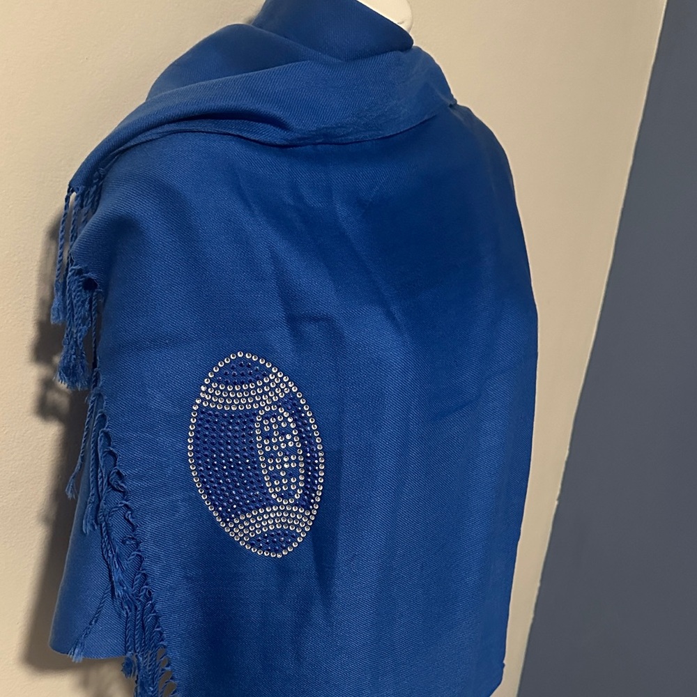 Blue Shawl with Rhinestone Design - Picture 2 of 2